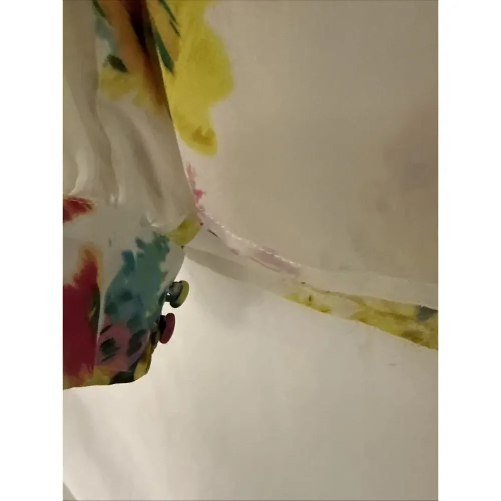 Kut from the Kloth Size Large Floral Womens Sheer Chiffon Button Down Top Blouse